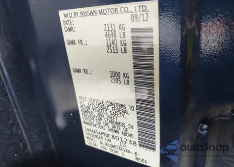 2013 Nissan Maxima 3.5 S из США, поврежденный, VIN 1N4AA5AP9DC801238